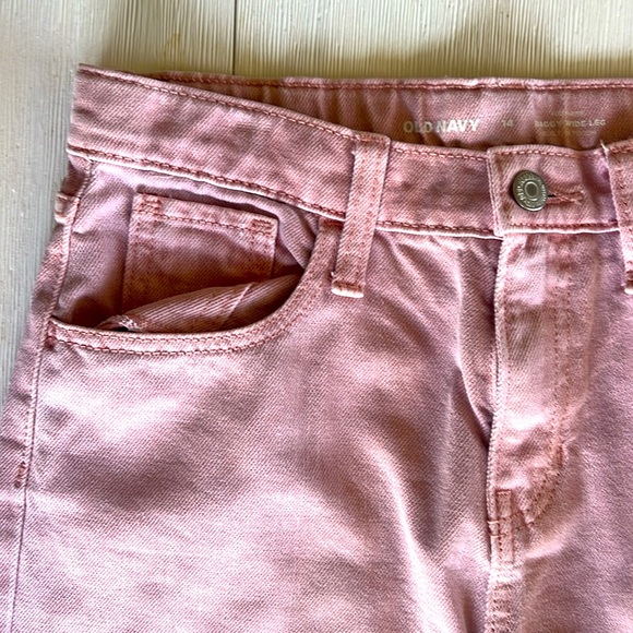Old Navy Soft Pink High Rise Baggy Wide Leg Jeans - Girls/Teen Size 14 - Picture 2 of 6